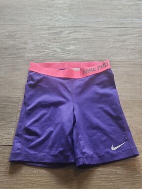 Nike Purple Compression Shorts with Pink Waistband
